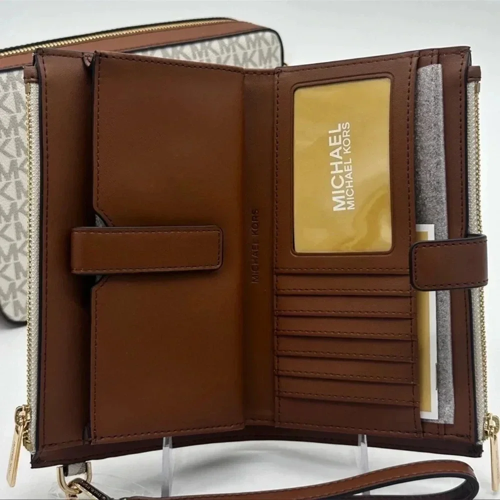 Michael Kors Large EW Crossbody Bag & Large Double Zip Wallet Vanilla